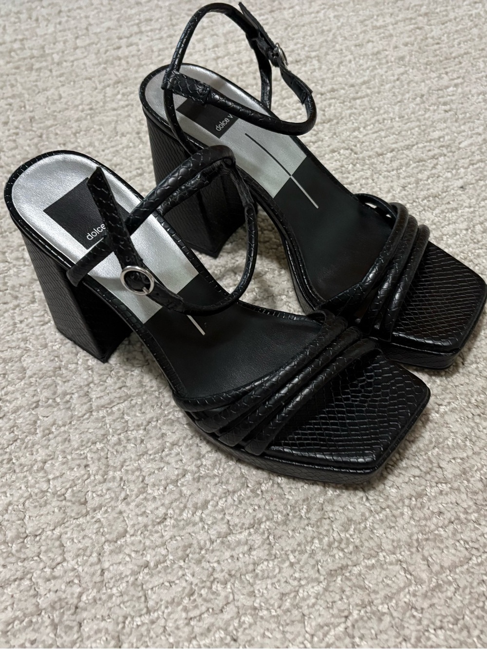 Dolce Vita Avery Black Square-Toe Heels